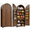 Brown + MDF, variant on K&K 72" Tall Arched Kitchen Pantry Cabinet with Fluted Doors, 8 Adjustable Door Shelves & 3 Inner Shelves, Large Hidden Drawer, Storage Cupboard for Kitchen, Dining Room, Bathroom, Natural Wood Grain