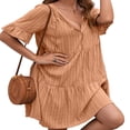 thumbnail image 4 of Femmes Robe à Manches Courtes avec une Ligne Version Simple Style Couleur Unie V-Cou Vêtements d'Été, 4 of 6