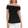 thumbnail image 4 of HDE Women's Off Shoulder Top Convertible Ruffle Blouse Tops Black - XL, 4 of 7