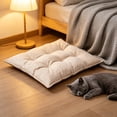 thumbnail image 4 of Washable Pet Mat Soft Linen Like Cushion Durable Stitching Pet Sleeping Pad Non Slip Comfort Rest Bed, Reinforced Durable Design, For Cats Small Dogs Indoor Floor Sofa Crate Sleeping Use, 4 of 9