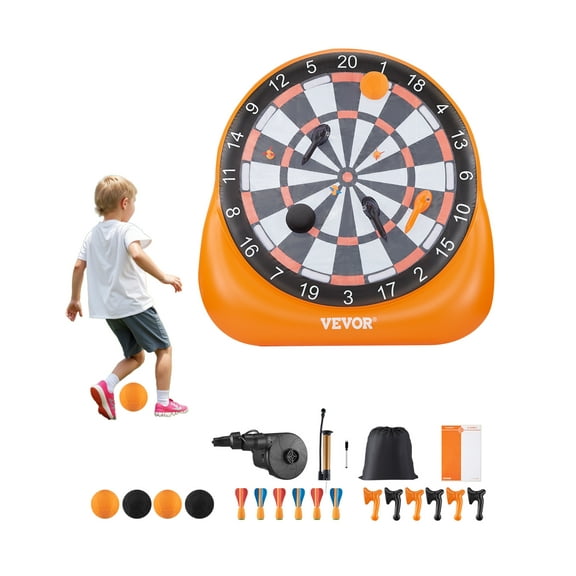 VEVOR Inflatable Soccer Dart Board,over 6 ft High Giant Soccer Dart Board with 4 Kick Balls 6 Darts 6 Axe & Air Pump, 3-Min Setup,Ideal for Giant Yard Games, Giant Kick Darts Game, Soccer Dart Game
