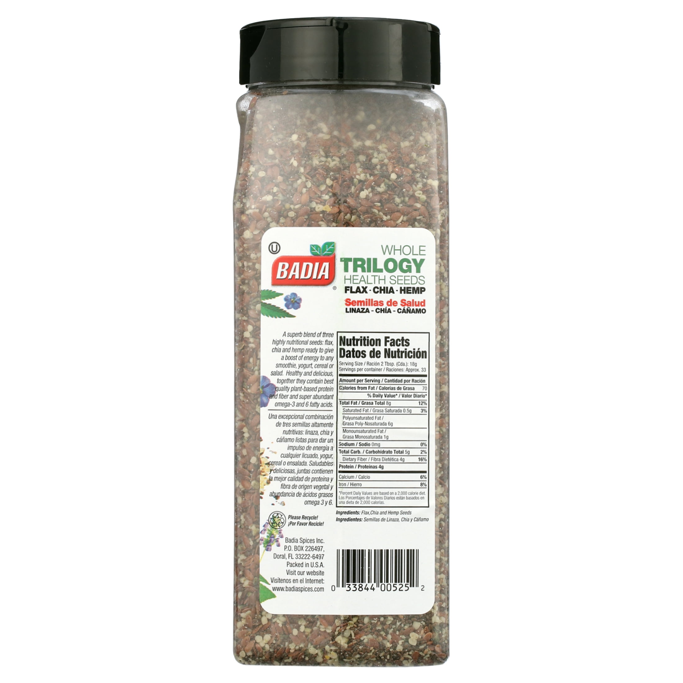 Badia Trilogy Health Seeds - Flax, Chia, Hemp Seed Blend