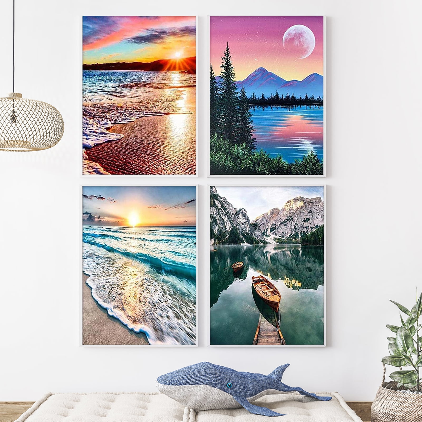 JYLMOOD 4pcs Paint by Numbers for Adults Kits, DIY Easy Painting by Numbers for Gift Home Wall Decoration 30x40cm（without Frame)