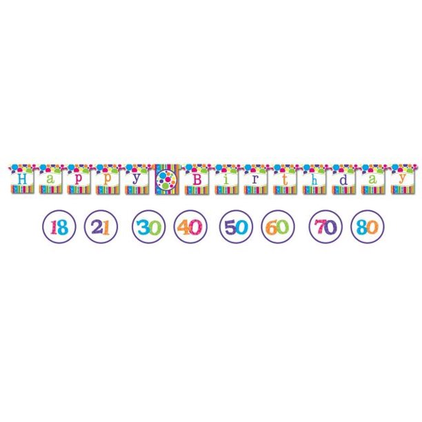 Access Bright And Bold Happy Birthday Jointed Banner With Stickers 1 Ct Walmart Com