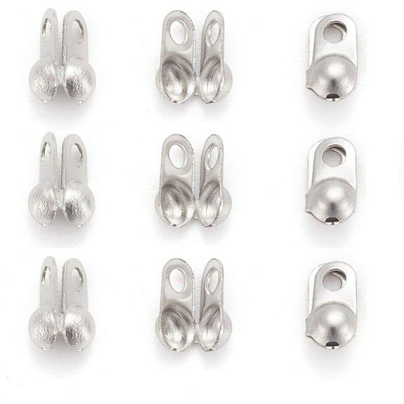 50Pcs 304 Stainless Steel Bead Tips Clamshell Knot Cover Stainless Steel Color Calotte Ends Crimp Beads