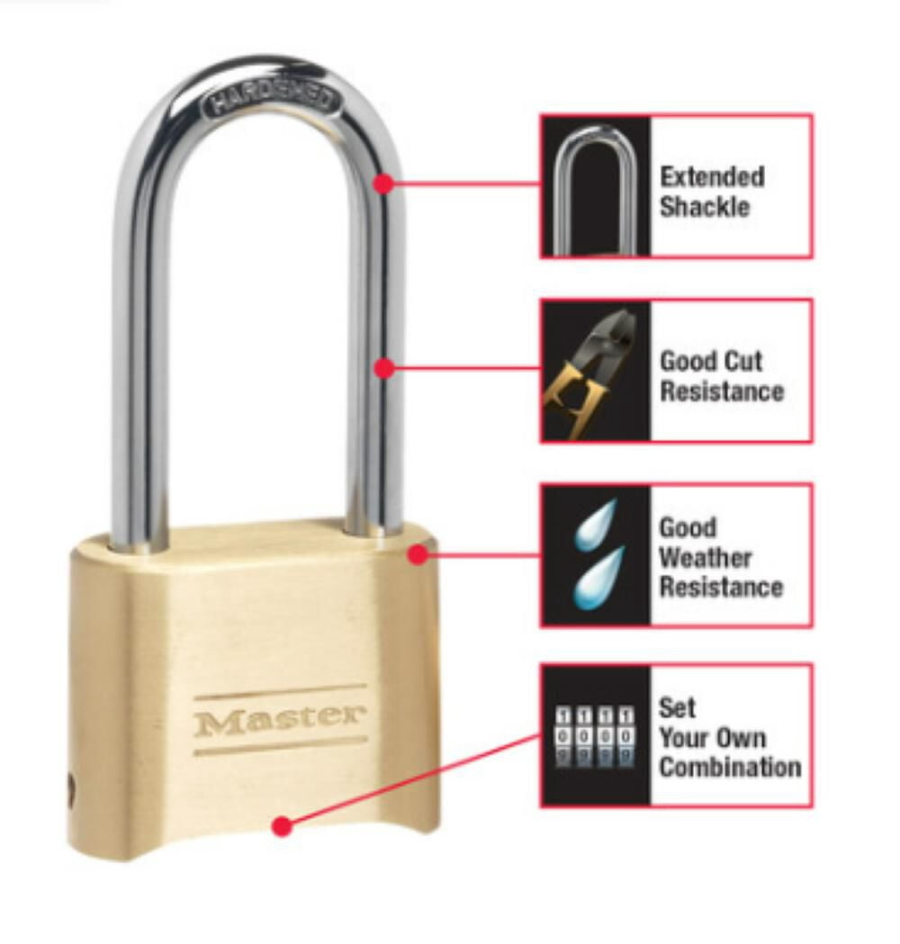 (4 pack) Master Lock 2 in Wide Resettable Combination Brass Padlock with 2-1/4in Shackle