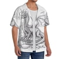 thumbnail image 2 of Pofeuu Dragon Nest Sketch Print Mens Casual Short Sleeve Shirts Beach Summer Spread Collar Pocket Tops Men's Casual Short-sleeved Shirt-4X-Large, 2 of 5