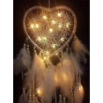 thumbnail image 5 of (white, with lights) Handmade bohemian style dream catcher heart LED wall light romantic decoration, 5 of 5