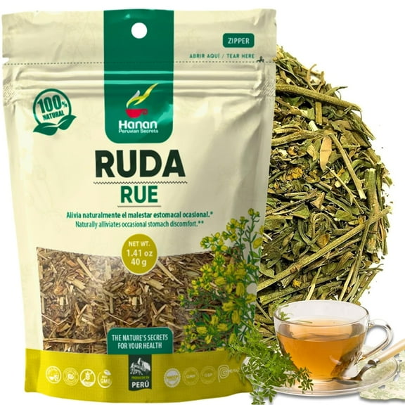 Te de Ruda 40g - Rue Loose Leaf Tea for Relaxation & Well-Being, Ruta Graveolens, Natural Herbal Tea from Peru (1.4oz) by Hanan