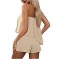 thumbnail image 6 of SOOMLON 2 Piece Sets for Women Summer Plus Size Strapless Tops with Front Bow Cooling Draped Shorts Flowy Matching Outfit, 6 of 9