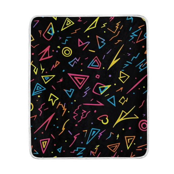 Yayeee Throw Blanket for Couch Soft Warm 50" x 60" Sofa Chair Bed Decoration, Black Neon Lightning