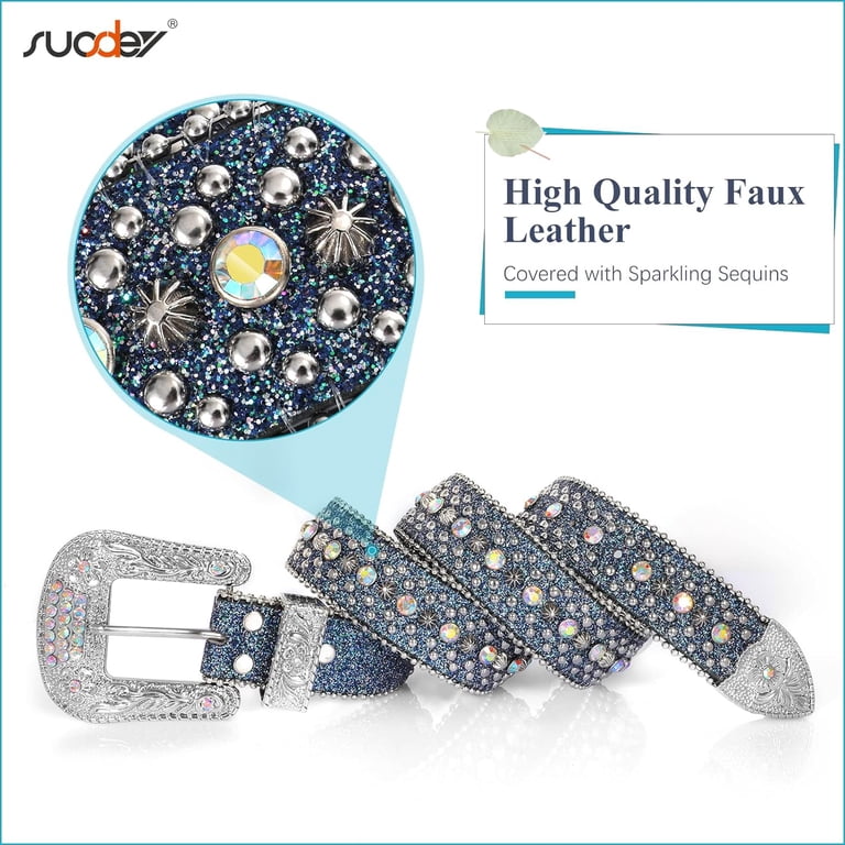 Men Women Rhinestone Belt Western Cowboy Cowgirl Shine  display picture 3
