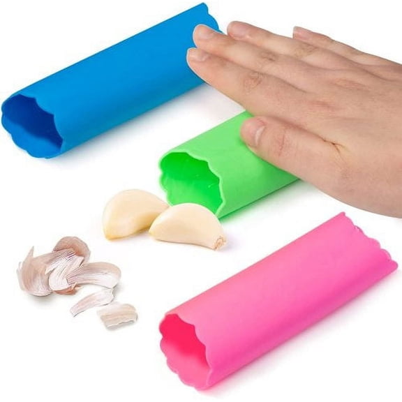 5Pcs Garlic Peeler Skin Remover Roller Keeper,Easy Quick to Peeled Garlic Cloves with Silicone Tube Roller Garlic Peeling Kitchen Tool(Random Colors)