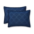thumbnail image 5 of Mainstays 5-Piece Reversible Comforter Set Navy Cross Stitch Bedding with Decor Pillow and Throw, King, 5 of 9