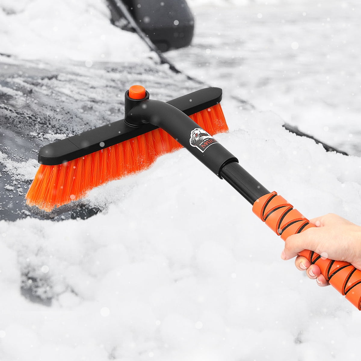 Portable Snow Removal for Windshield Ice Scraper Heavy-Duty Frost Snow Ice Removal for Windows Scratch-Free All Winter Conditions Easy Store for Any Size Vehical 2 Pack