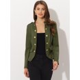 thumbnail image 3 of Chaqueta Informal de Ante Sintético con Botones Steampunk Allegra K Verde M, 3 of 6