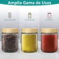 thumbnail image 4 of DIOZYRA Paquete de 6 de Recipientes de Avena con Tapas de Bamb&uacute; Herm&eacute;ticas,Tarros de Avena de Vidrio,Overnight Oats Jar Reutilizables Tarros de Vidrio para Snacks Yogur Especias, 4 of 9