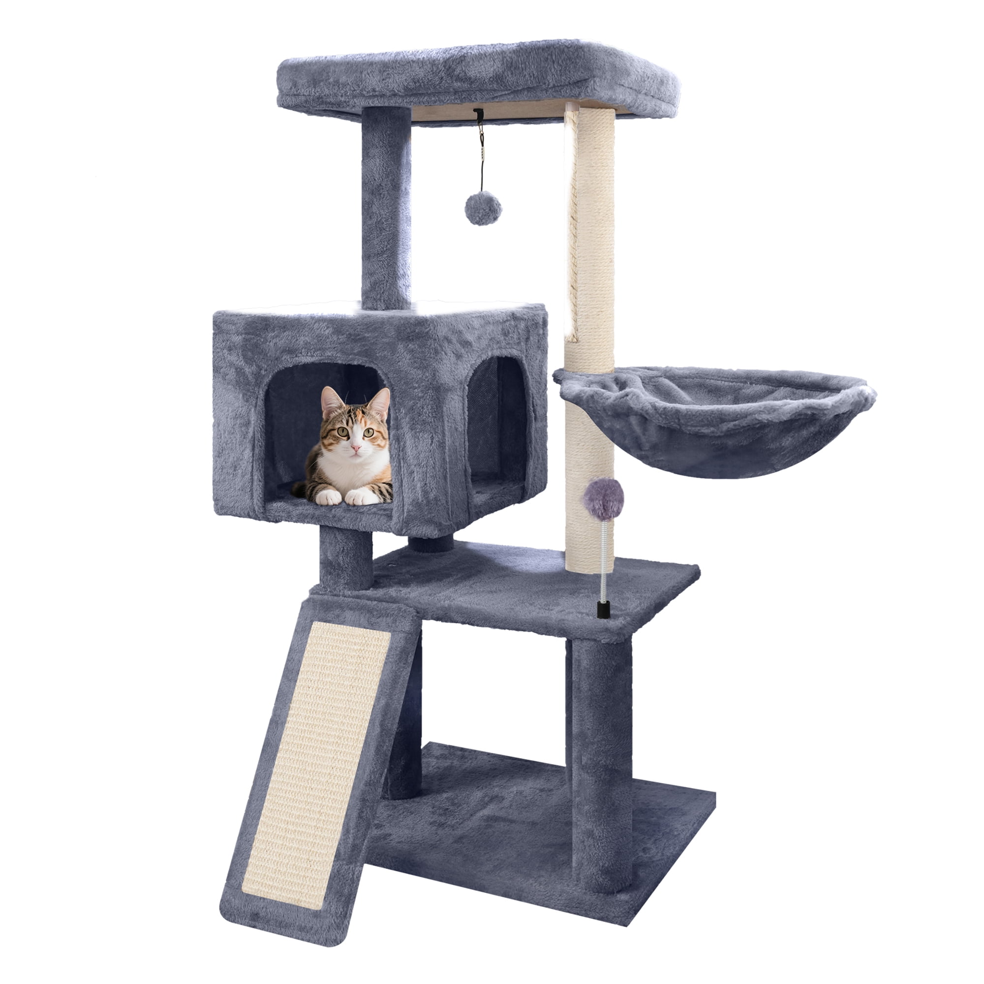 BestPet 73-Inch Cat Tree – Multi-Level Condo With Sisal Scratching Posts, Plush Perches, Play House For Large Cats