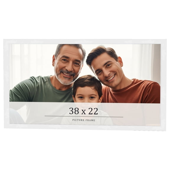 38x22 Frame White Real Wood Picture Frame Width 0.75 inches | Interior Frame Depth 0.5 inches |