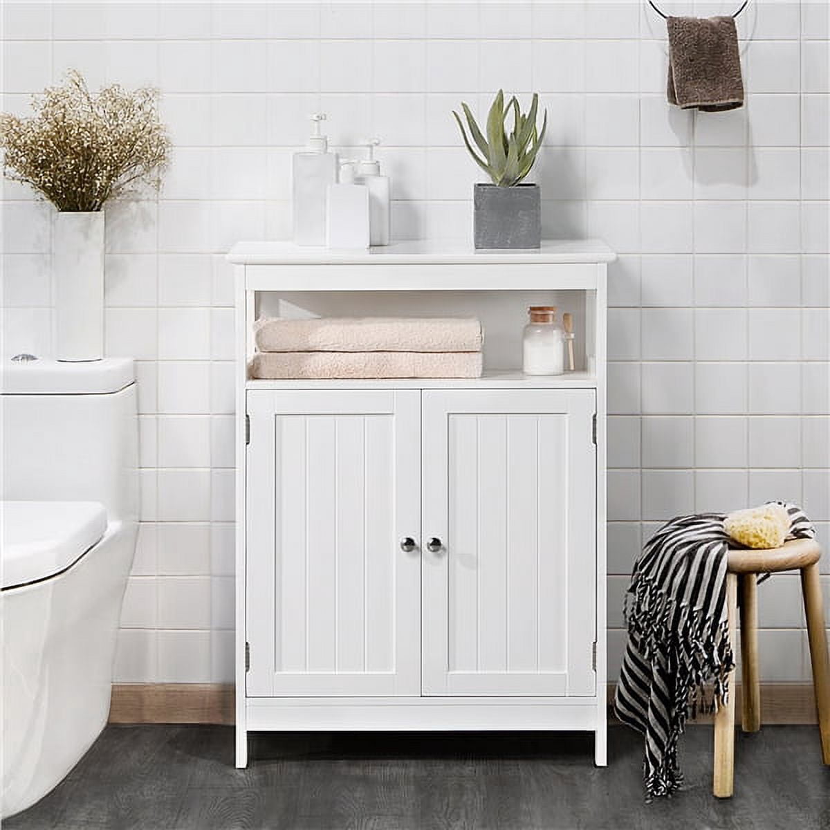 Renwick Multifunctional Bathroom Storage Cabinet with Adjustable Shelf,White