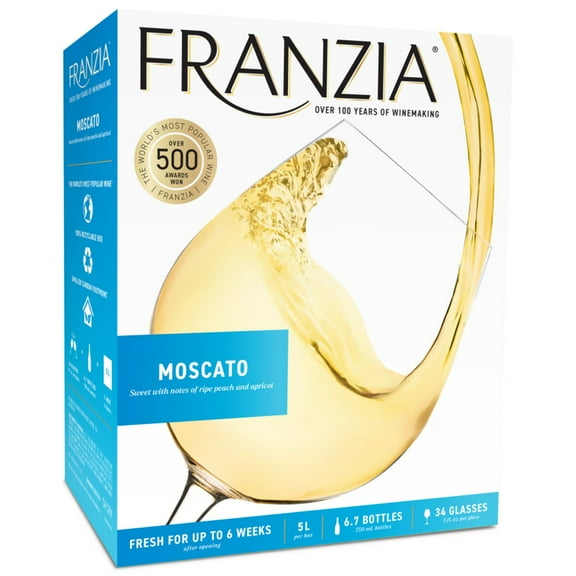 Franzia Vintner Select Moscato White Wine International, 5 L Bag in Box, 10% ABV