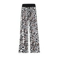 thumbnail image 1 of Pants Clearance Womens Comfy Stretch Floral Print Drawstring Wide Leg Lounge Pants Spring Black L, 1 of 3