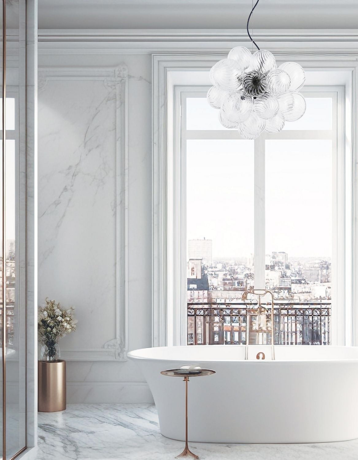 Charlize 6 Light Pendant - Matte Black - Clear Spiral Glass