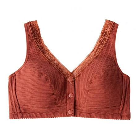 

Maternity Bra Nursing Bra Front Button Bra Wire Free Bra Breathable Cotton Bra Middle Elder Age Bra Summer Thin Bra Solid Color Vest Bra Full Coverage Gather Bra