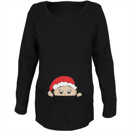 

Christmas Peeking Baby Santa Maternity Soft Long Sleeve T Shirt