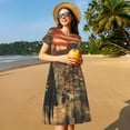 thumbnail image 4 of Fotbe Robe Motif Cowboy Américain Style Années 1860 Robe Décontractée Mode Femme Manches Courtes Robe Maxi Robe t-Shirt Robe Longue Rayée Robe Maxi à Blocs de Couleur, 4 of 6