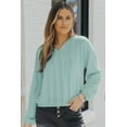 thumbnail image 3 of POGLIP Hoodie Vert Ample à Col en V Côtelé pour Femmes, 3 of 6