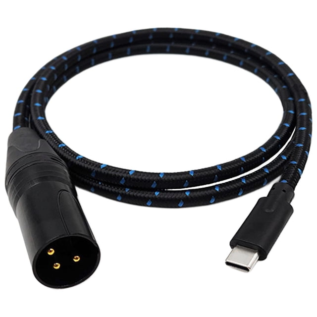 ZheElen Cable Type C To XLR 3Pin XLR With Blue Patterned Nylon Braided Wire For Robust Performance Type C To Cable 50cm