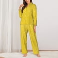 thumbnail image 2 of Balery Yellow Glitter Conjunto de Pijama con Estampado para Mujer, Conjunto de Dos Piezas con Manga Larga, Ropa de Dormir Suave con Bolsillos, Pijamas Cómodos-XX-Large, 2 of 7