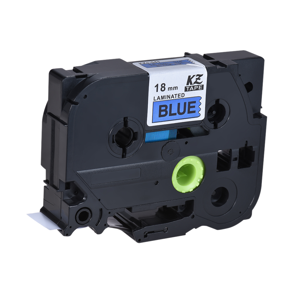 Laminated Label Tape Black on Blue Compatible for Brother Ptouch Label