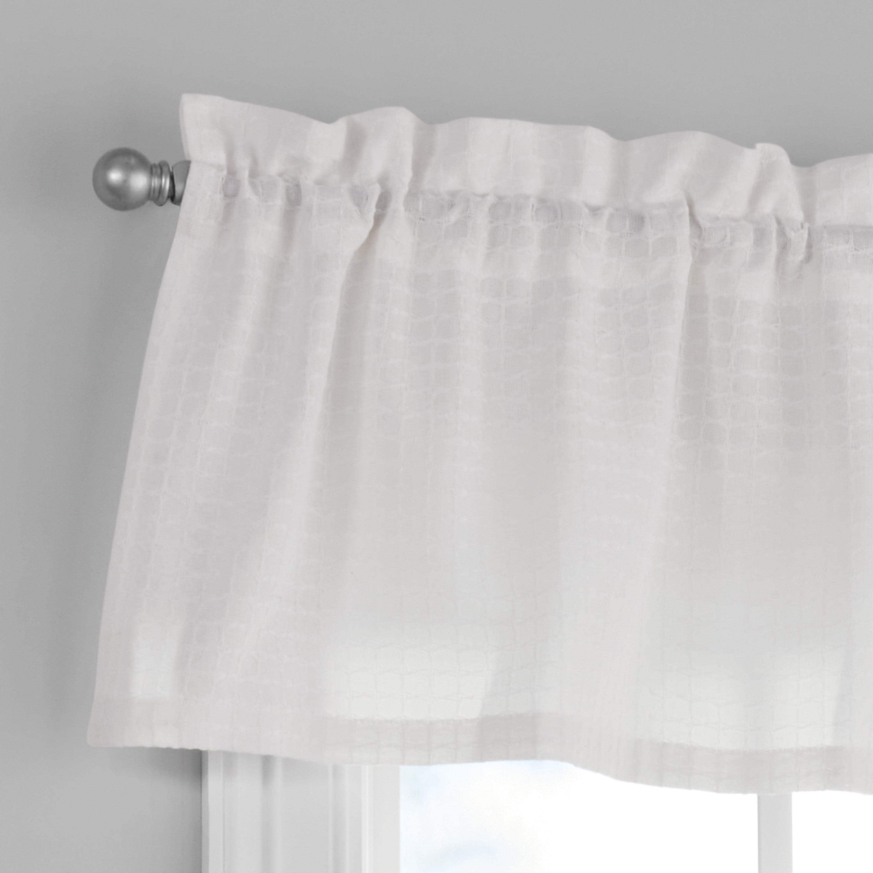 Mainstays Waffle Weave Tiers and Valance, Set of 3, Arctic White, 56" W x 36" L