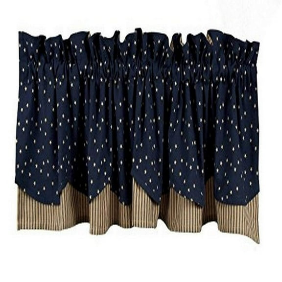 Home Collection by Raghu Salem Star Fairfield Valance, 72 by 15.5-Inch, Indigo/Nutmeg