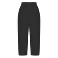 thumbnail image 4 of Miluxas Women's Side Lace Hollow Casual Pants Drawstring High Waist Wide Leg Tapered Pants with Pockets office Streetwear Black, 4 of 6