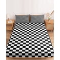 thumbnail image 2 of King Size Fitted Sheet Set - Black White Plaid 3 Piece Bedding Sets 16" Deep Pocket Fitted Sheet with 2 Pillowcases, Modern Buffalo Check Gingham Art Brushed Microfiber Hotel Luxury Bed Sheets, 2 of 9