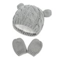thumbnail image 1 of Gorro de invierno para bebé, gorro de lana con orejas pequeñas, guantes, conjunto de dos piezas con protección para las orejas y forro cálido, 1 of 6