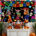 thumbnail image 2 of Day of The Dead Backdrop Mexican Dia DE Los Muertos Photography Background Fiesta Sugar Skull Day of The Dead Party Decorations Banner Supplies Photo Booth Props, 2 of 5