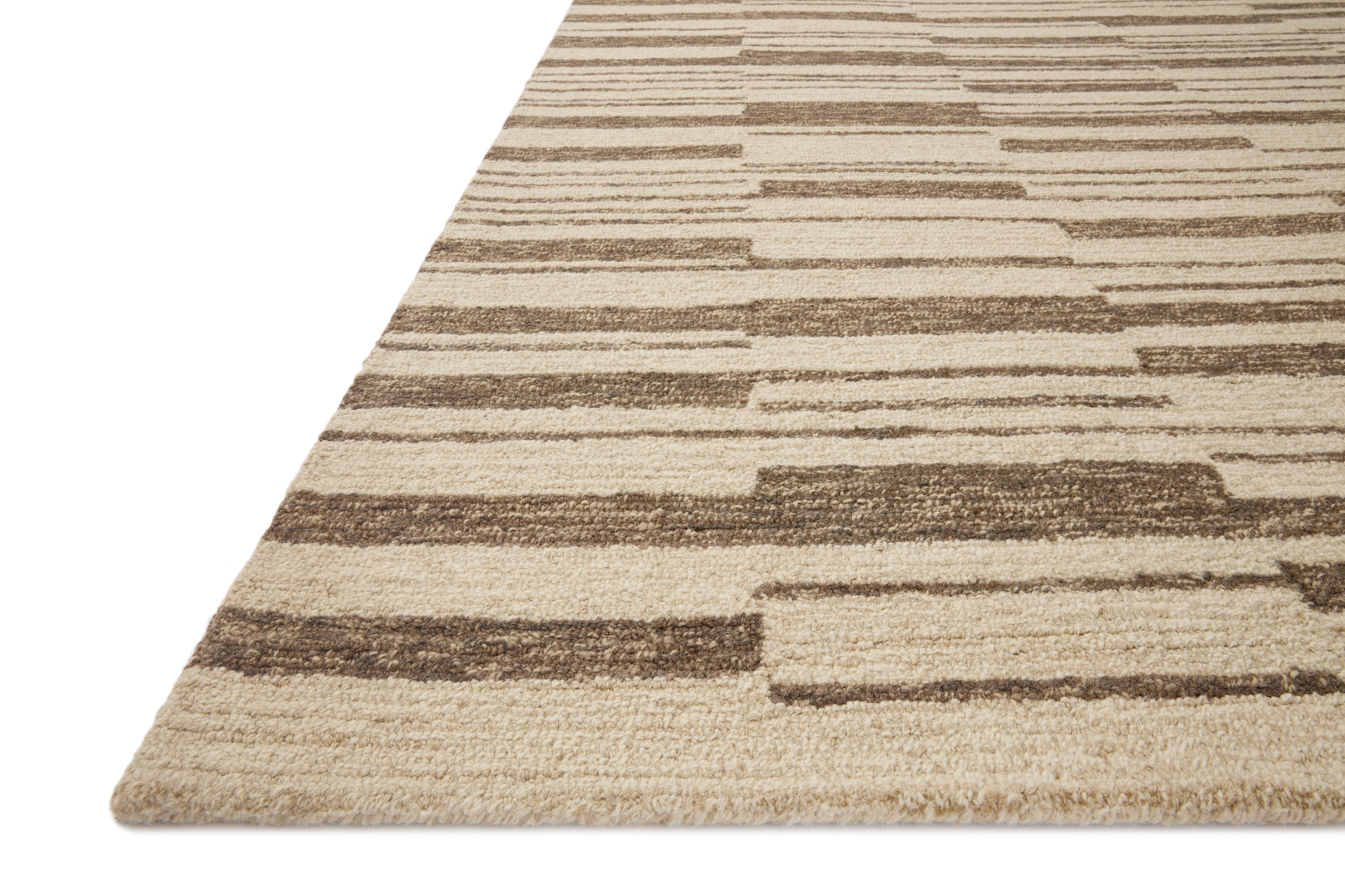 Chris Loves Julia x Loloi Polly Striped Beige/Tobacco 2'-3" x 3'-9" Area Rug