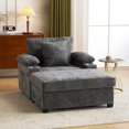 thumbnail image 5 of Aukfa 58" Chaise Lounge Oversized Sofa Chair with 2 Cup Holders&USB Ports, Chenille, Dark Gray, 5 of 9