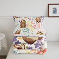 thumbnail image 5 of Kawaii Sloth Bedding Set Twin Size,Cartoon Sloth Floral Comforter Set,Cute Colorful Flower Quilt Bed Set Wildlife Animal Print Down Comforter with 1 Pillowcase, 5 of 7