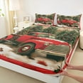thumbnail image 3 of Manfei Vintage Rustic Truck Queen Sheet Sets, Christmas Tree Gift Flat and Fitted Sheet, Winter Snowman Breathable Home Decor, 4pcs, 3 of 7