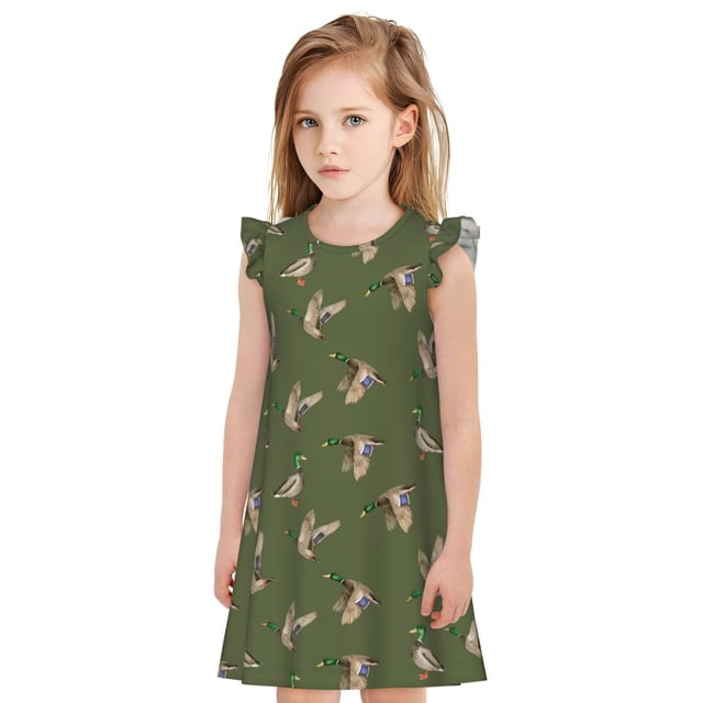 Balery Birds Wild Ducks Camisón de princesa para niñas, pijama de algodón con mangas abullonadas, suave y bonito.-XX-Large