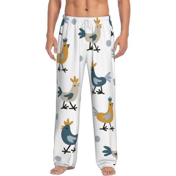 Easygdp Farm Roosters Men's Pajama Pant, Sleep Elastic Waistband Lounge Pants - XX-Large