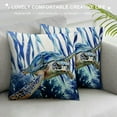 thumbnail image 3 of GOSMITH Coastal Turtle Throw Pillow Covers Nautical Beach Pillow Case Sea Turtle Decorative Couch Ocean Themed Watercolor Art Cushion Cover for Bed Living Room Sofa Blue, 3 of 5