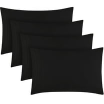 Mellanni Pillowcases 4 Pack, Envelope Closure Soft Microfiber, Standard / Queen 20"x30", Black