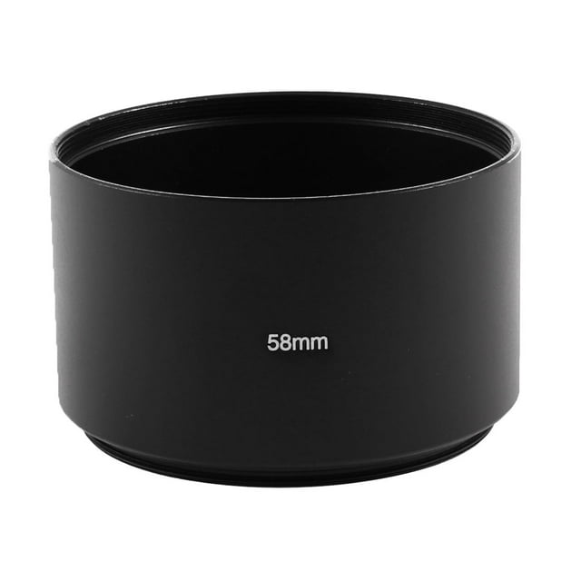 Black Aluminum 58mm Thread Screw In Type Universal Lens Hood Sleeve Cover
