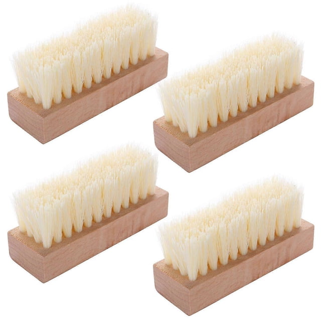 4 Pcs Nail Scrub Brush Wooden Non-Slip Hand Brush for Cleaning Fingernail Toe